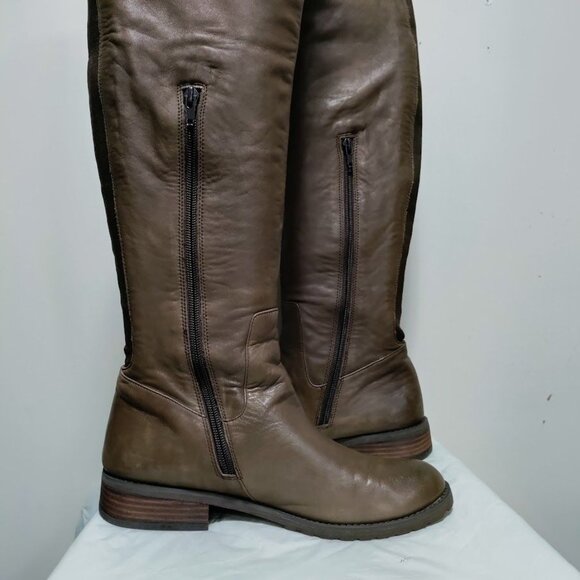 BP Genuine Leather Pull On Western Equestrian Knee High Boots Matted Brown 8.5M - Picture 7 of 16